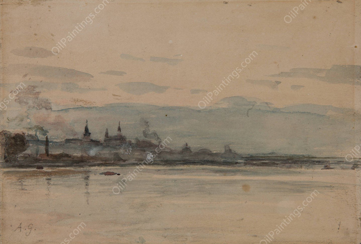 The Vistula near Warsaw  by Aleksander Gierymski - Hand-Painted Oil Painting Reproduction