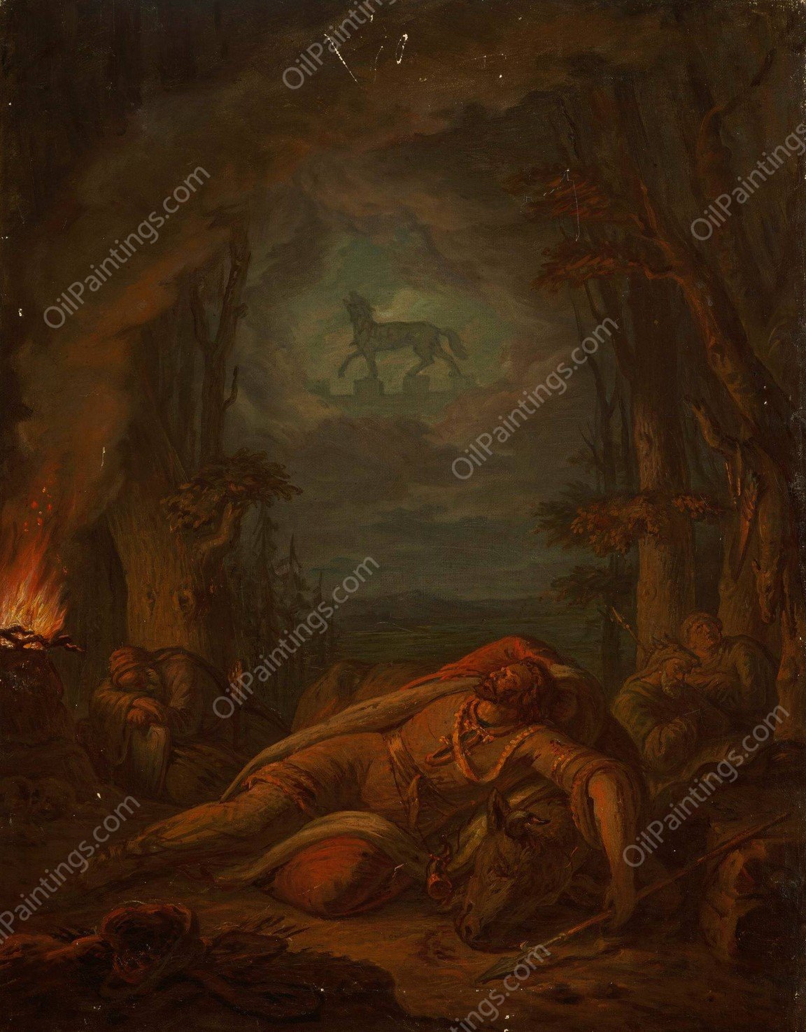Dream of Gediminas about the Iron Wolf by Aleksander Lesser - Hand-Painted Oil Painting Reproduction