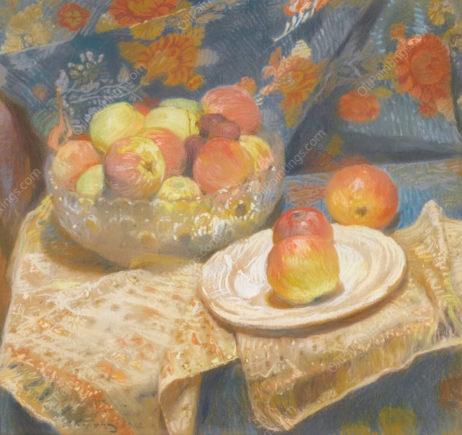 Still Life Of Apples  by Aleksei Mikhailovich Korin - Hand-Painted Oil Painting Reproduction