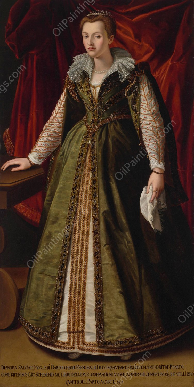 Portrait of Dianora Salviati, Marchesa Frescobaldi by Alessandro Allori - Hand-Painted Oil Painting Reproduction