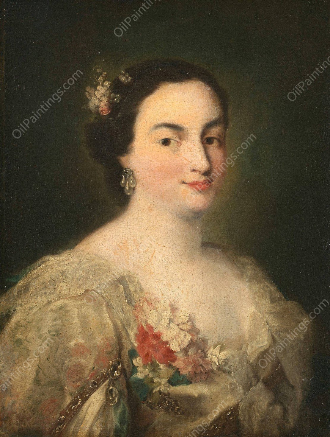 Portrait of a Young Woman  by Alessandro Longhi - Hand-Painted Oil Painting Reproduction