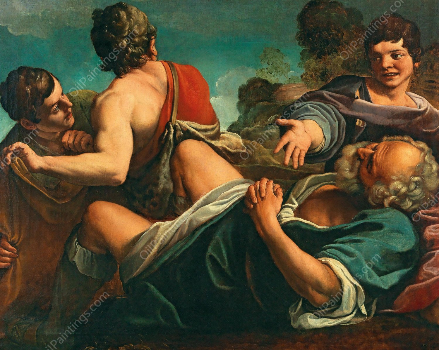 The Drunkenness of Noah by Alessandro Tiarini - Hand-Painted Oil Painting Reproduction