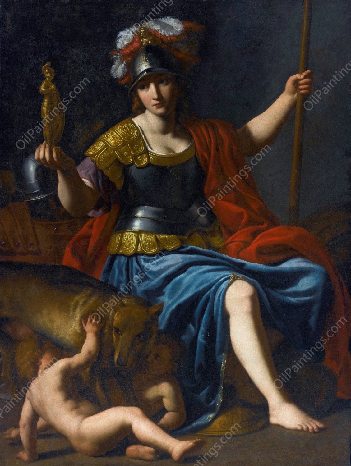 Bellona With Romulus And Remus by Alessandro Turchi - Hand-Painted Oil Painting Reproduction