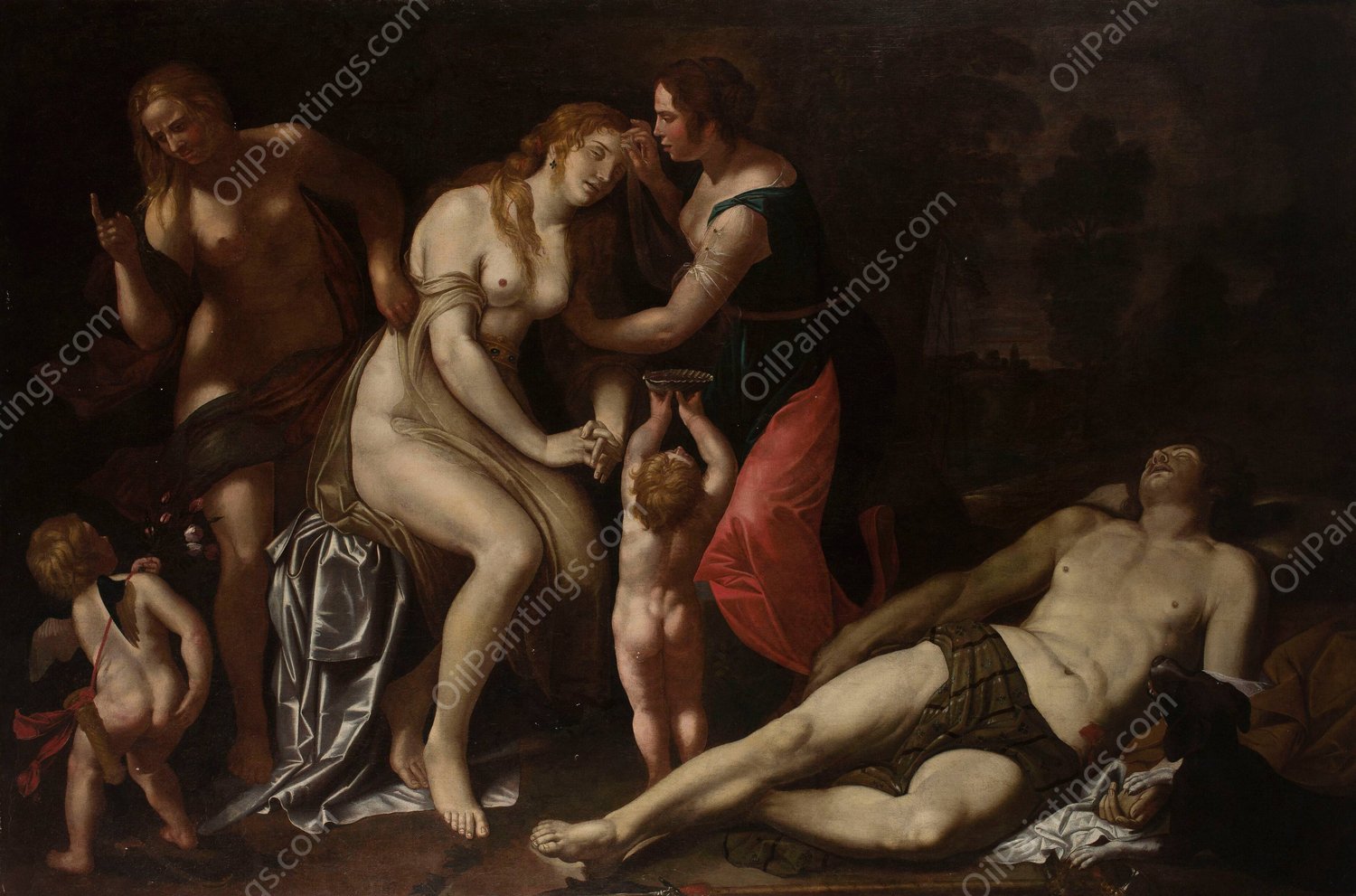 Death of Adonis by Alessandro Turchi - Hand-Painted Oil Painting Reproduction