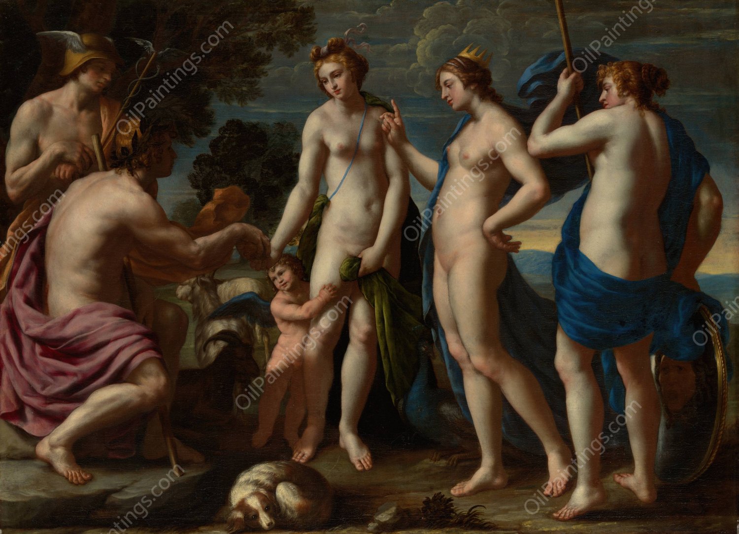 Judgment of Paris  by Alessandro Turchi - Hand-Painted Oil Painting Reproduction
