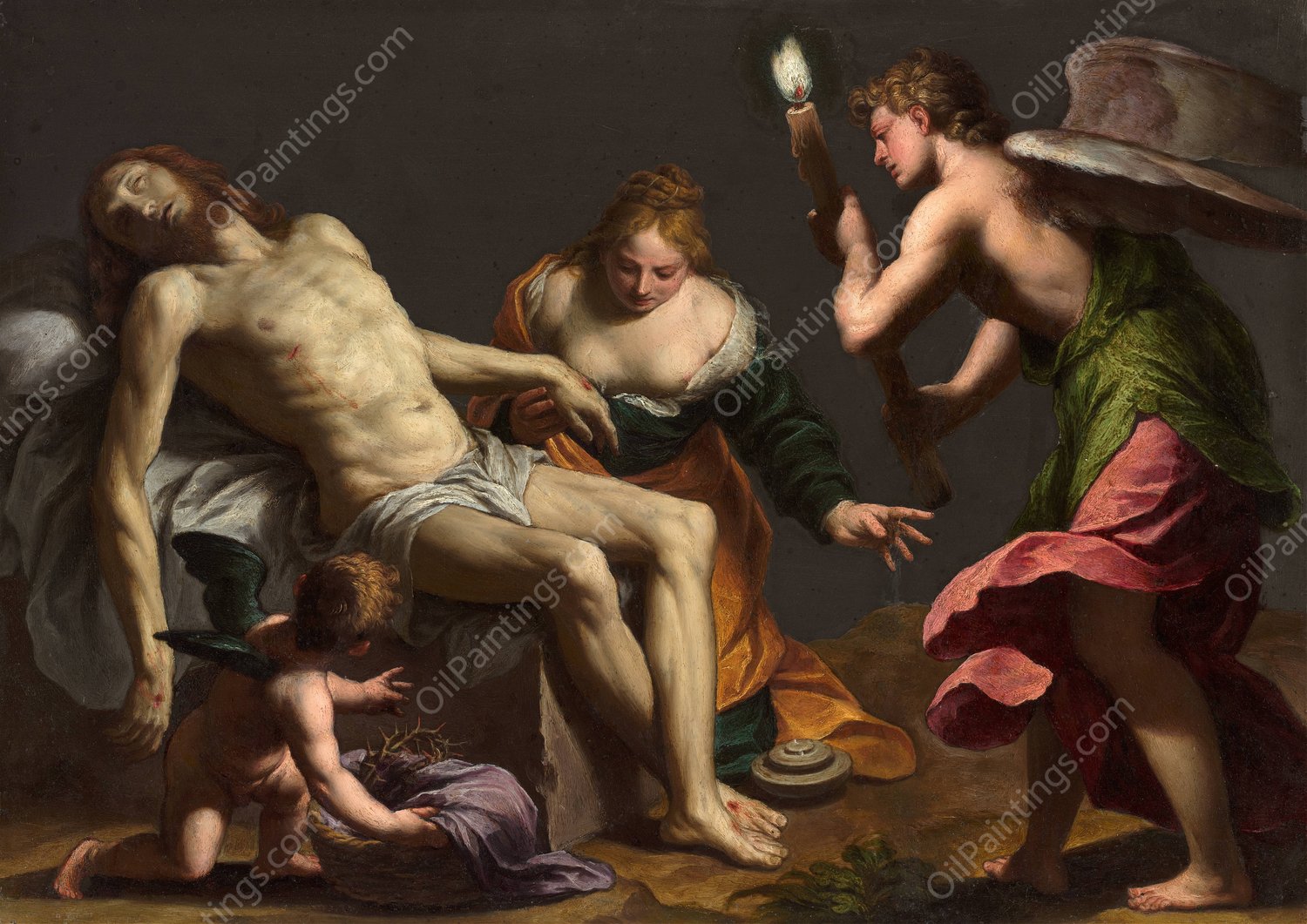 Lamentation over the body of Christ  by Alessandro Turchi - Hand-Painted Oil Painting Reproduction