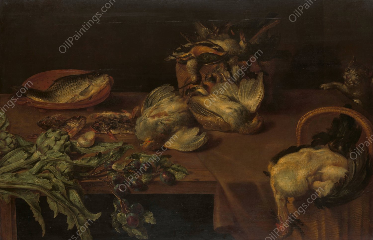 Still Life with Wild Fowl  by Alexander Adriaenssen - Hand-Painted Oil Painting Reproduction