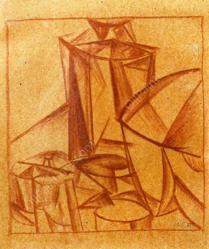 Composition by Alexander Bogomazov - Hand-Painted Oil Painting Reproduction