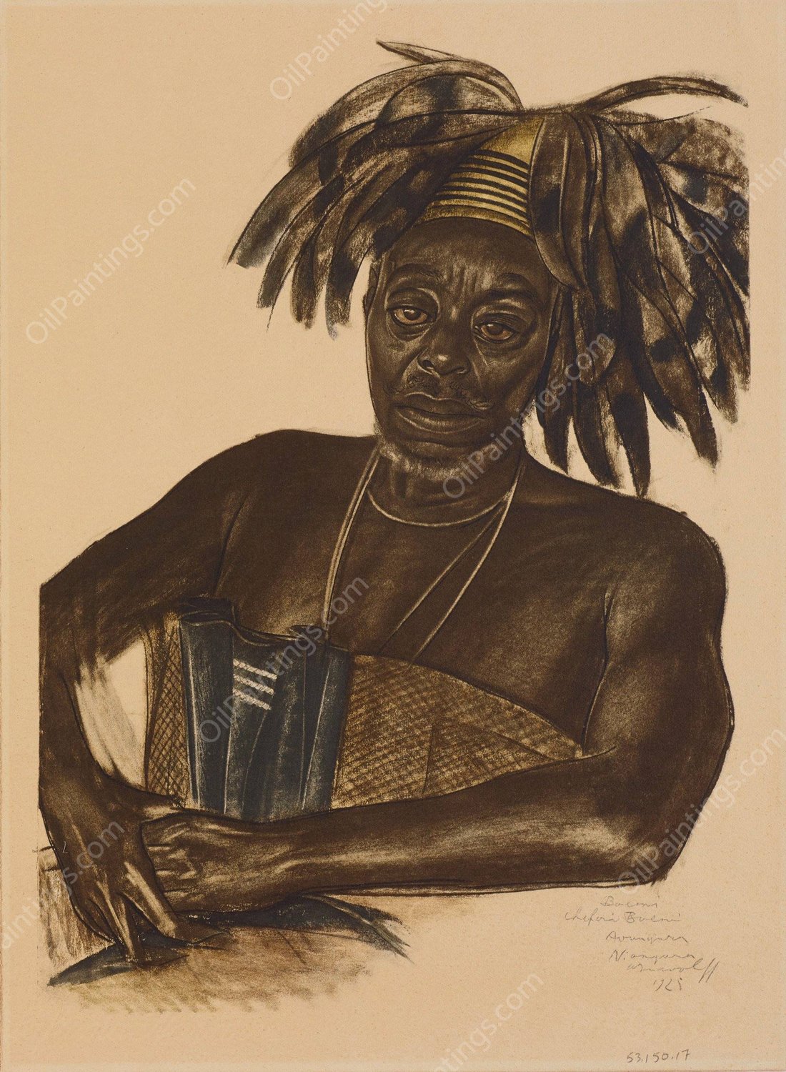 Boemi, chef Avungur, Niangara, Haut Ouelle  by Alexander Evgenievich Yakovlev - Hand-Painted Oil Painting Reproduction