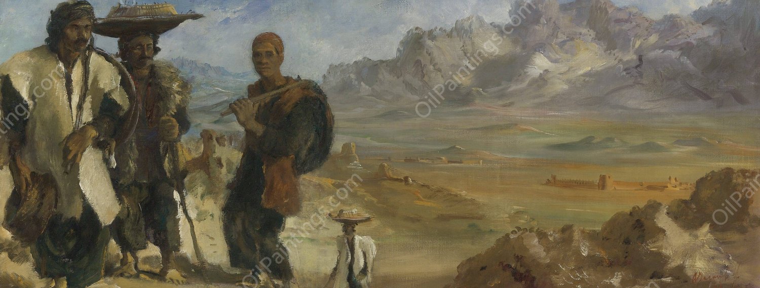 Kurds Near Kermanshah  by Alexander Evgenievich Yakovlev - Hand-Painted Oil Painting Reproduction