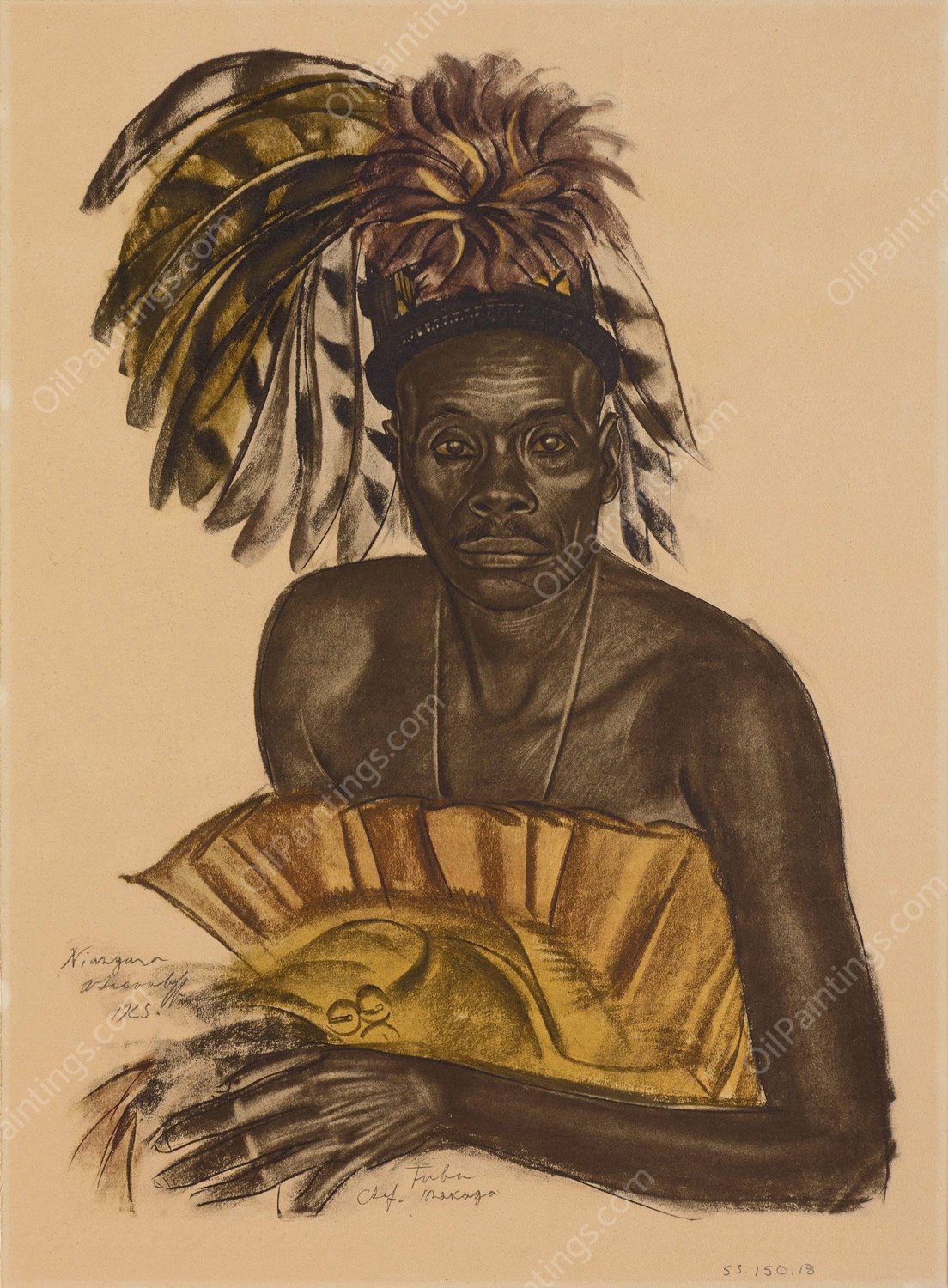 Tuba, chef Matchaga, Niangara, Haut Ouelle  by Alexander Evgenievich Yakovlev - Hand-Painted Oil Painting Reproduction