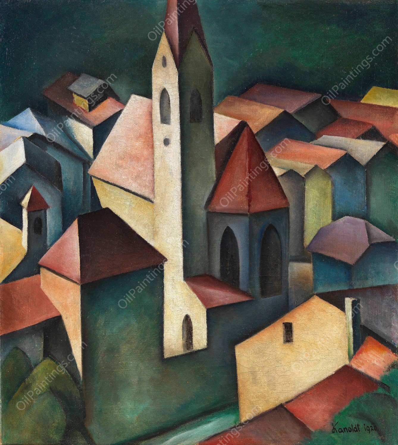 Die Kirche III  by Alexander Kanoldt - Hand-Painted Oil Painting Reproduction