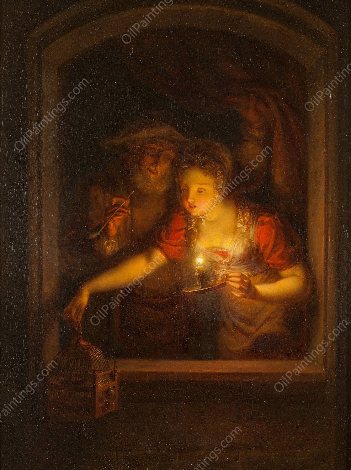 A Woman with a Burning Candle  by Alexander Laureus - Hand-Painted Oil Painting Reproduction
