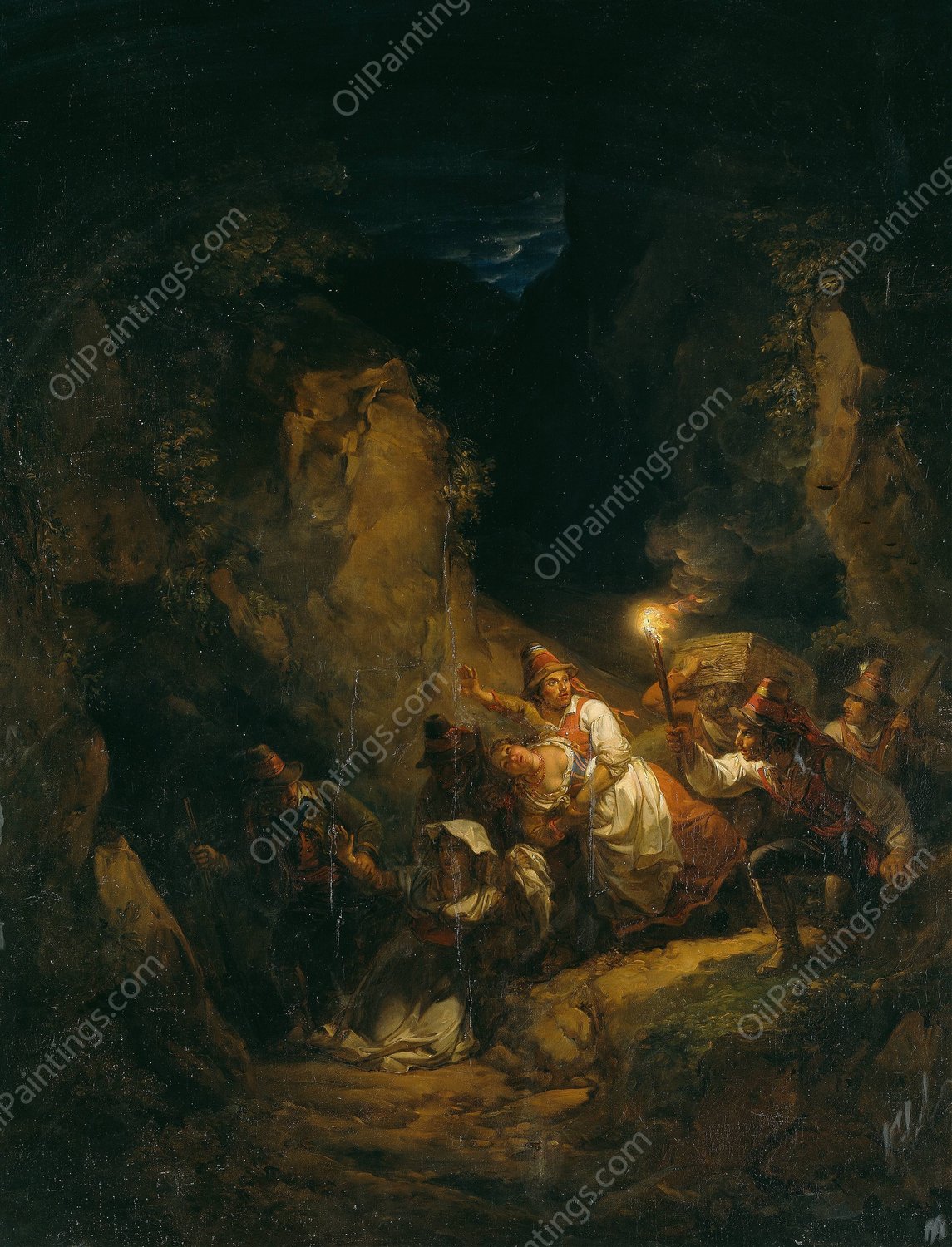 Italian Bandits Abducting Some Women  by Alexander Laureus - Hand-Painted Oil Painting Reproduction