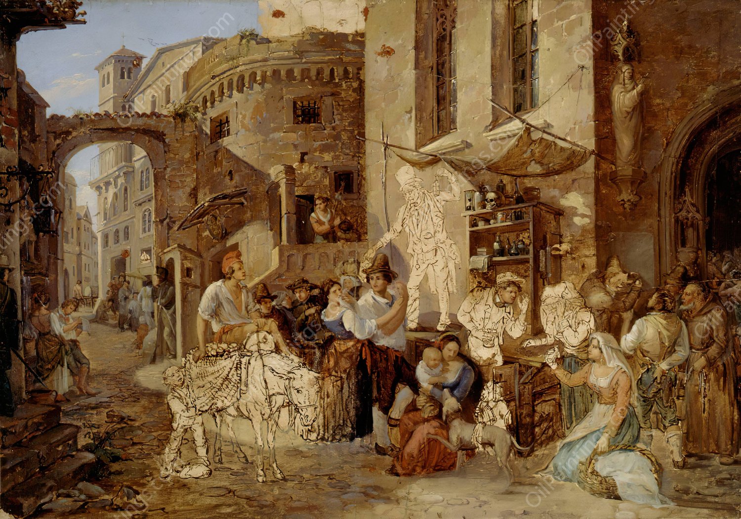 Street View In Rome  by Alexander Laureus - Hand-Painted Oil Painting Reproduction