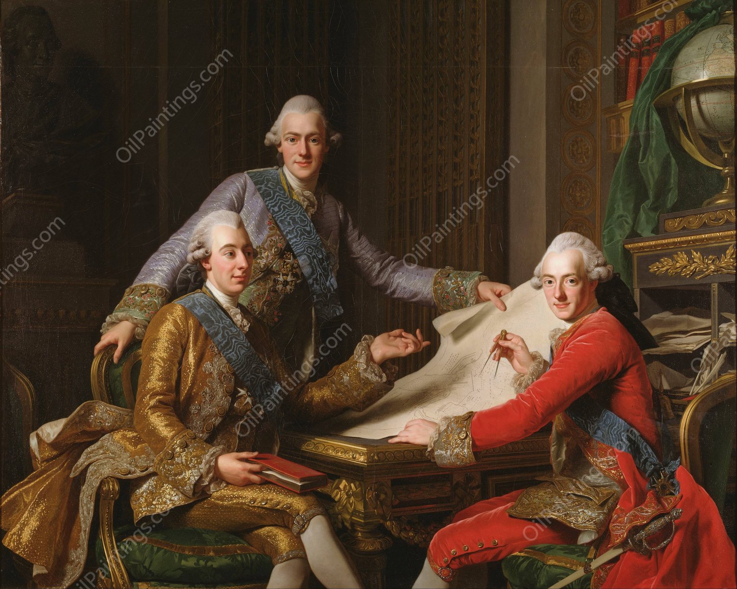 King Gustav III Of Sweden And His Brothers by Alexander Roslin - Hand-Painted Oil Painting Reproduction