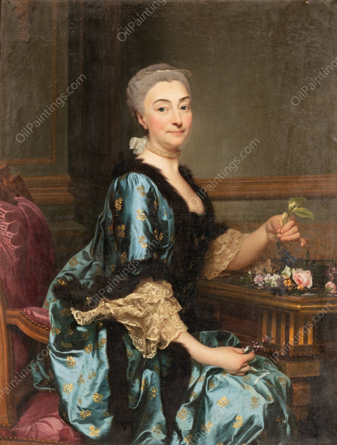 Portrait of Marguerite de Conzie  by Alexander Roslin - Hand-Painted Oil Painting Reproduction