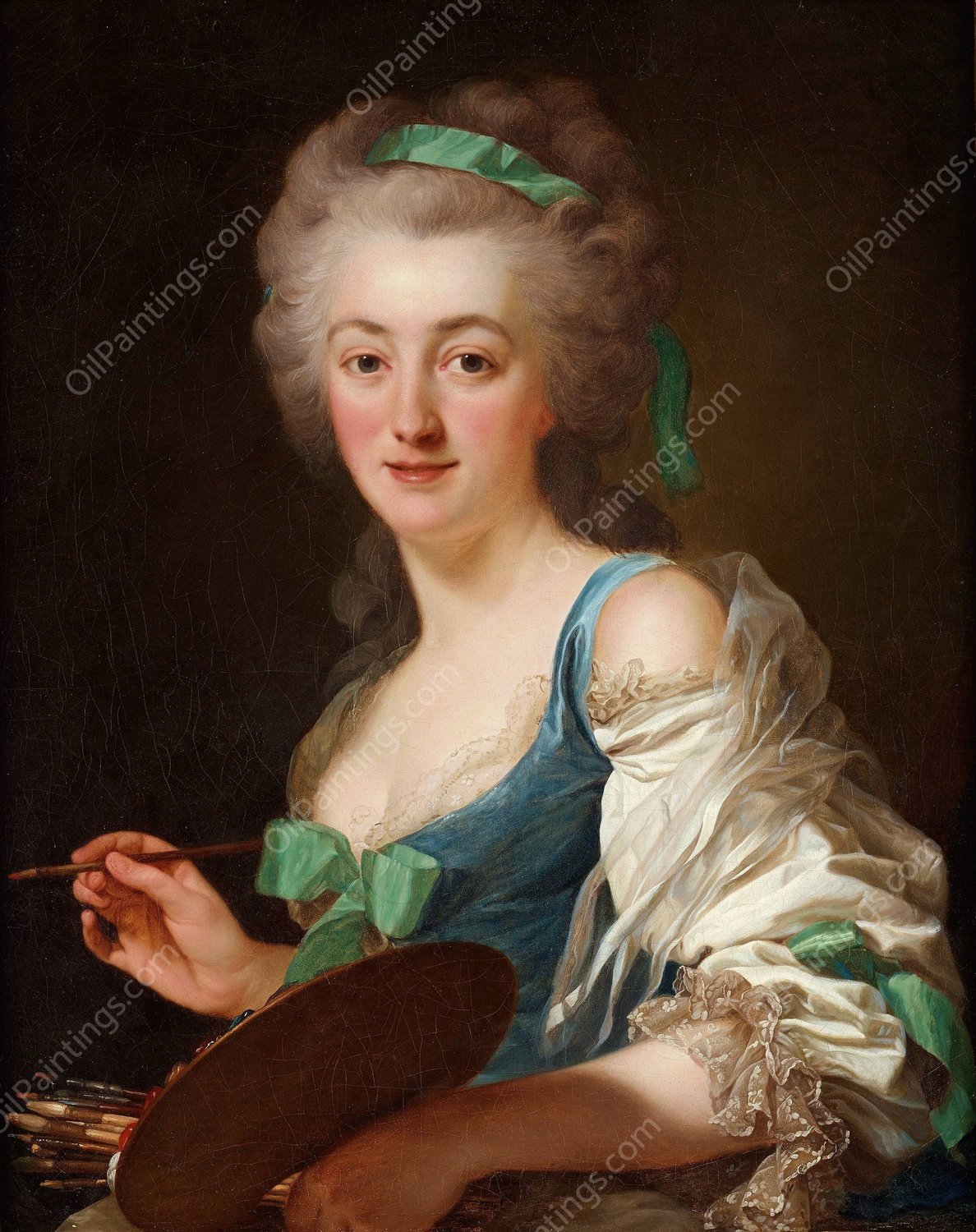 The artist Anne Vallayer-Coster  by Alexander Roslin - Hand-Painted Oil Painting Reproduction