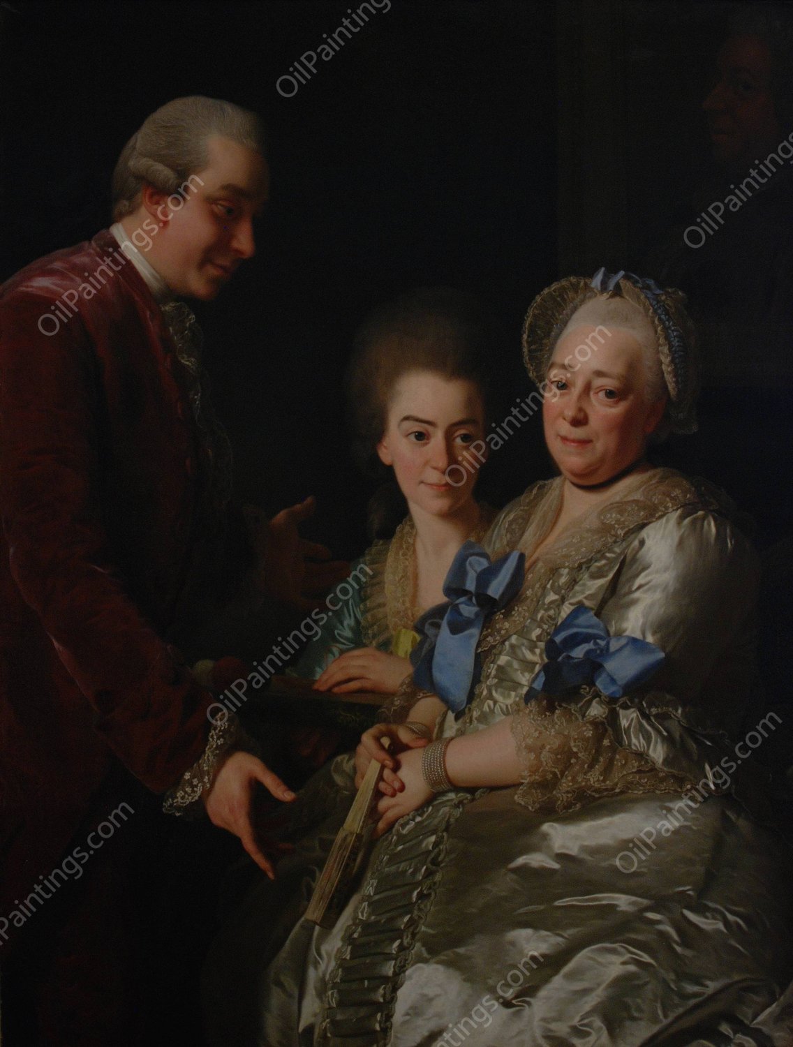 The Widow A J Grill with Son and Daughter  by Alexander Roslin - Hand-Painted Oil Painting Reproduction