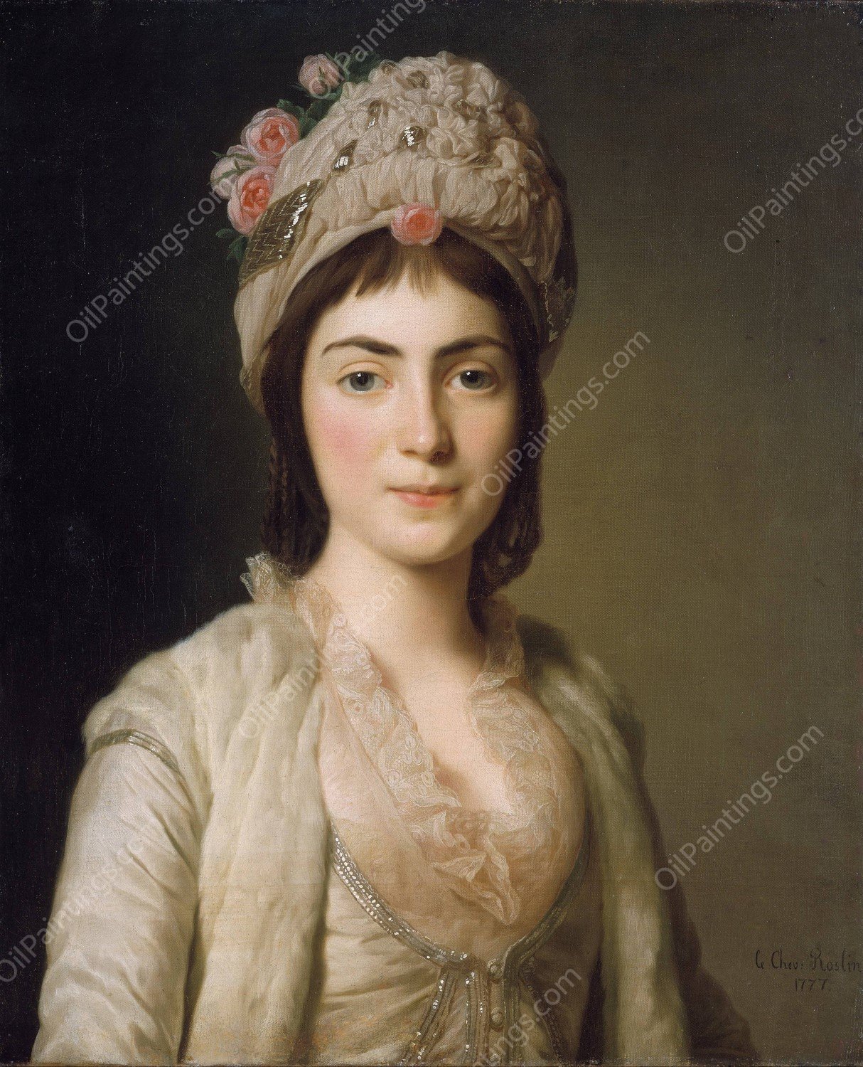 Zoie Ghika, Moldavian Princess by Alexander Roslin - Hand-Painted Oil Painting Reproduction