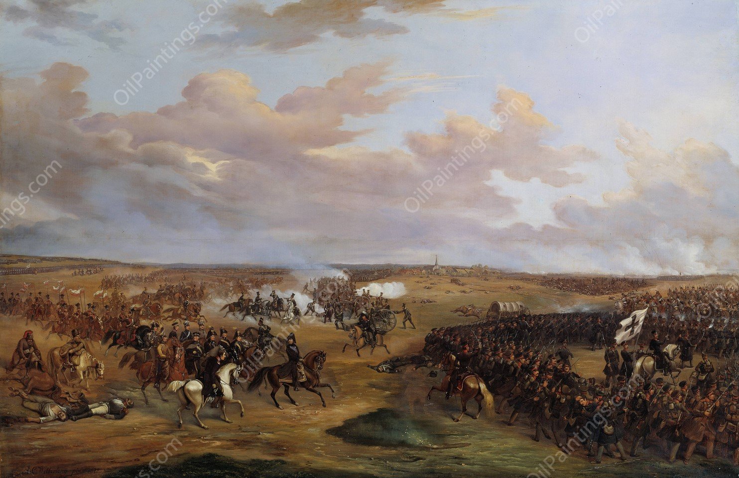 The Battle of Dennewitz, September 6, 1813  by Alexander Wetterling - Hand-Painted Oil Painting Reproduction