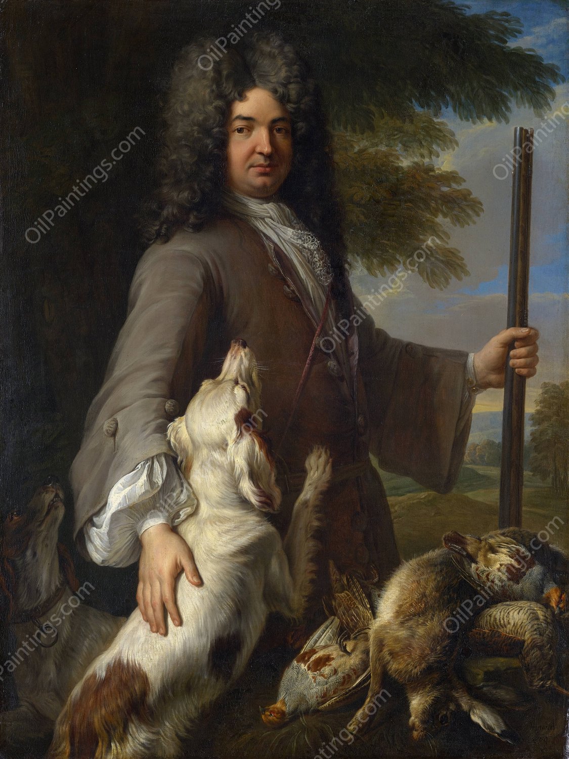 Portrait Of A Hunter  by Alexandre Francois Desportes - Hand-Painted Oil Painting Reproduction