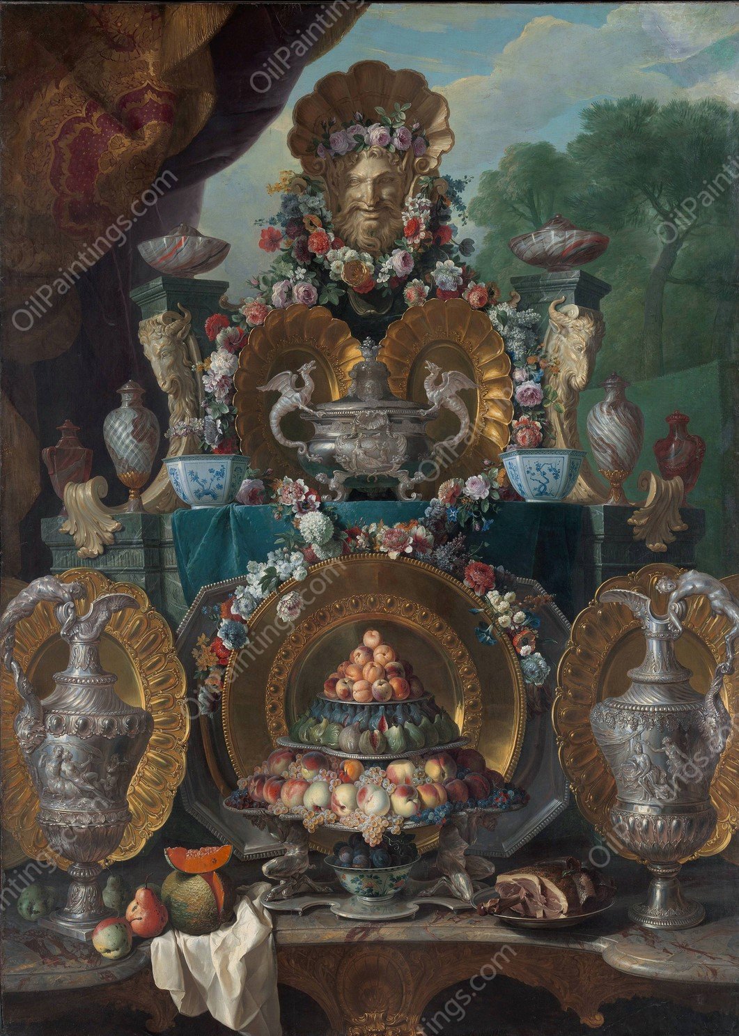 Still Life with Silver by Alexandre Francois Desportes - Hand-Painted Oil Painting Reproduction