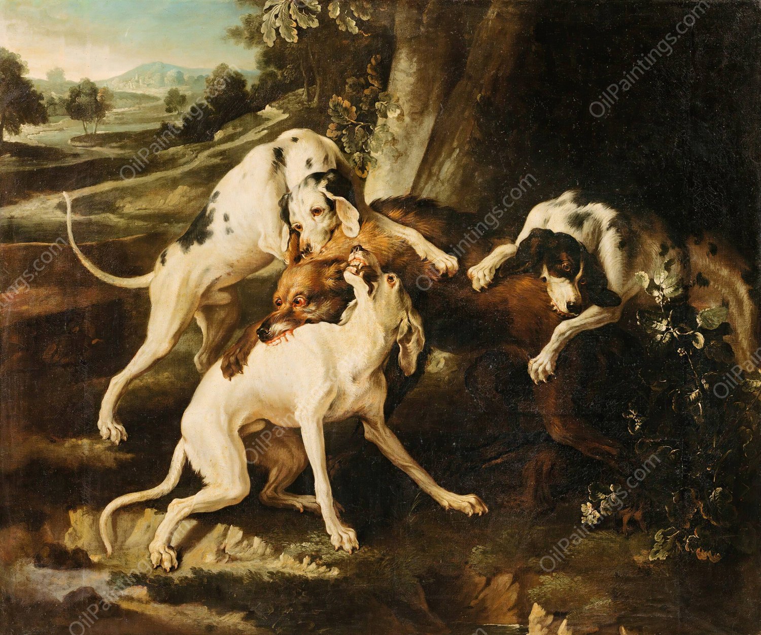 The Wolf Hunt by Alexandre Francois Desportes - Hand-Painted Oil Painting Reproduction