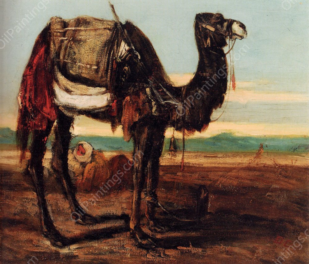 A Bedouin And A Camel Resting In A Desert Landscape by Alexandre-Gabriel Decamps - Hand-Painted Oil Painting Reproduction
