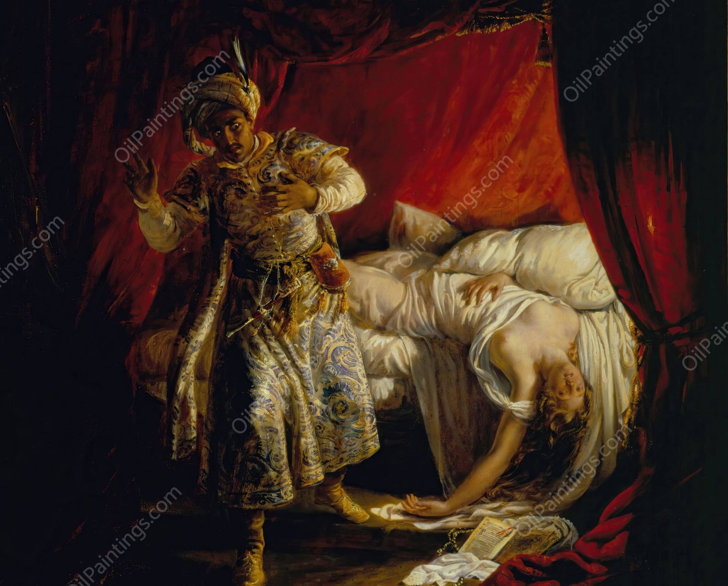 Othello and Desdemona  by Alexandre Marie Colin - Hand-Painted Oil Painting Reproduction