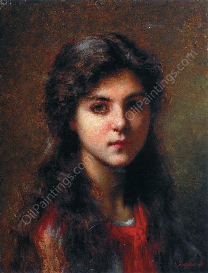 Portrait of a Young Girl by Alexei Harlamoff - Hand-Painted Oil Painting Reproduction