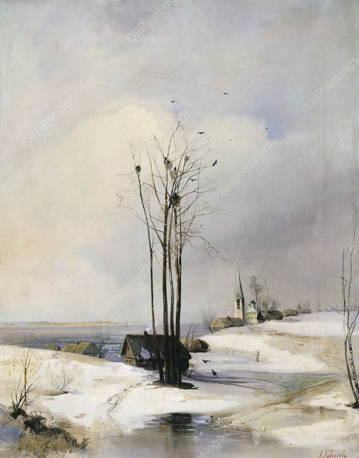 絵画 springtime Thaw Early Spring. Thaw by Alexei Savrasov Oil Painting Reproduction