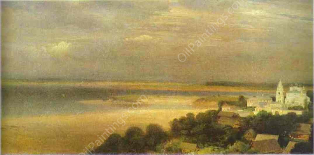 The Monastery of the Caves Near Nizhny Novgorod by Alexei Savrasov - Hand-Painted Oil Painting Reproduction