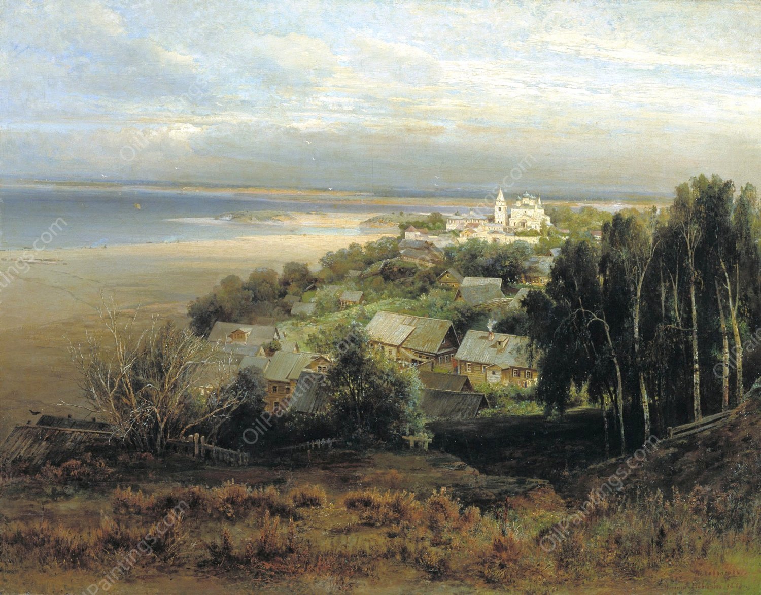 The Pechersk Monastery near Nizhni Novgorod by Alexei Savrasov - Hand-Painted Oil Painting Reproduction