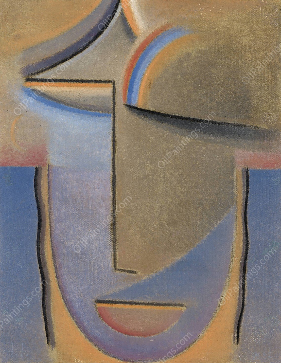 Abstract Head, Evening  by Alexej Von Jawlensky - Hand-Painted Oil Painting Reproduction