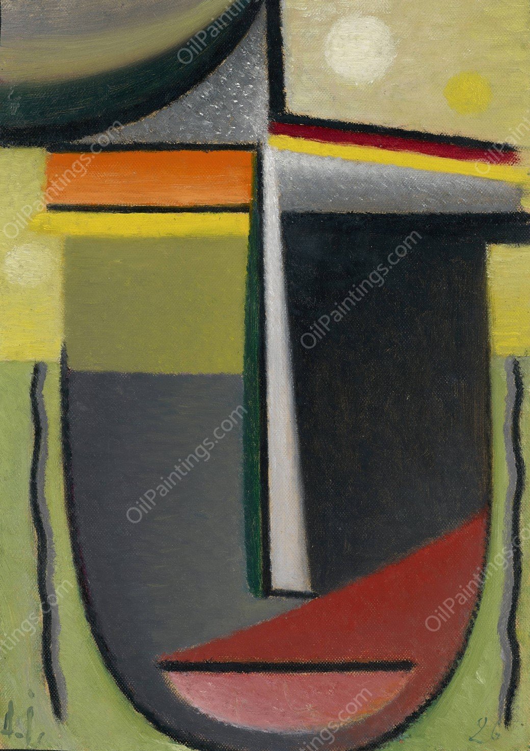 Abstract Head, Inner Vision Green-Gold  by Alexej Von Jawlensky - Hand-Painted Oil Painting Reproduction
