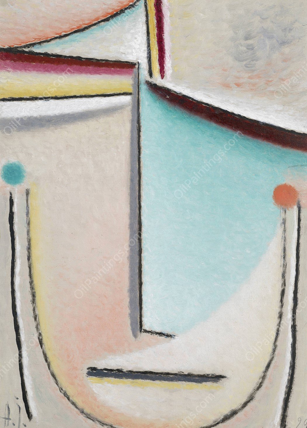 Abstract Head, Pink-Light Blue  by Alexej Von Jawlensky - Hand-Painted Oil Painting Reproduction