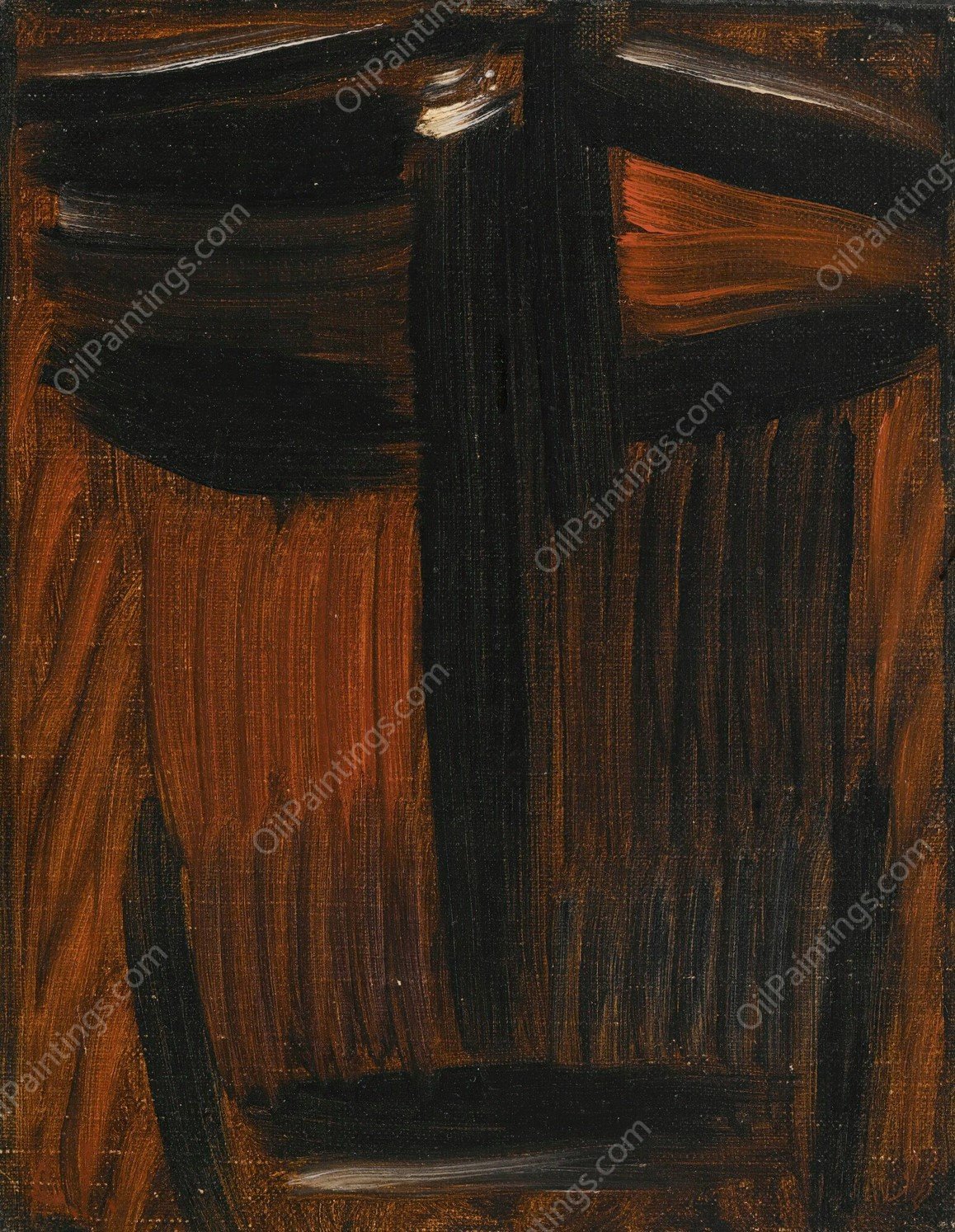 Meditation; Black- Orange Glowing  by Alexej Von Jawlensky - Hand-Painted Oil Painting Reproduction
