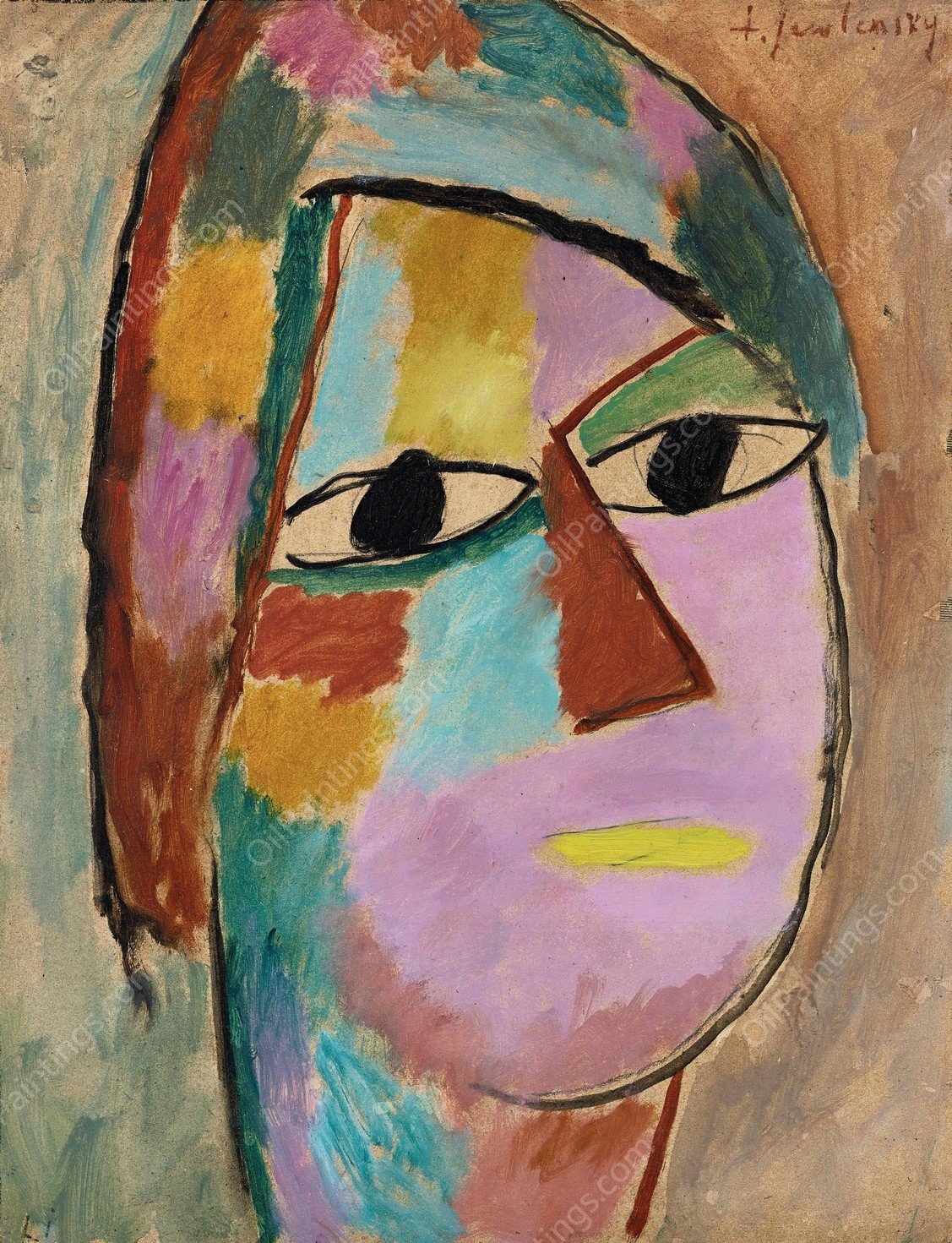 Mystical Head  by Alexej Von Jawlensky - Hand-Painted Oil Painting Reproduction
