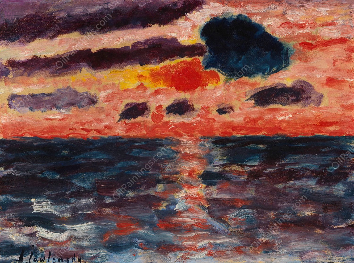 Sonnenuntergang, Borkum  by Alexej Von Jawlensky - Hand-Painted Oil Painting Reproduction