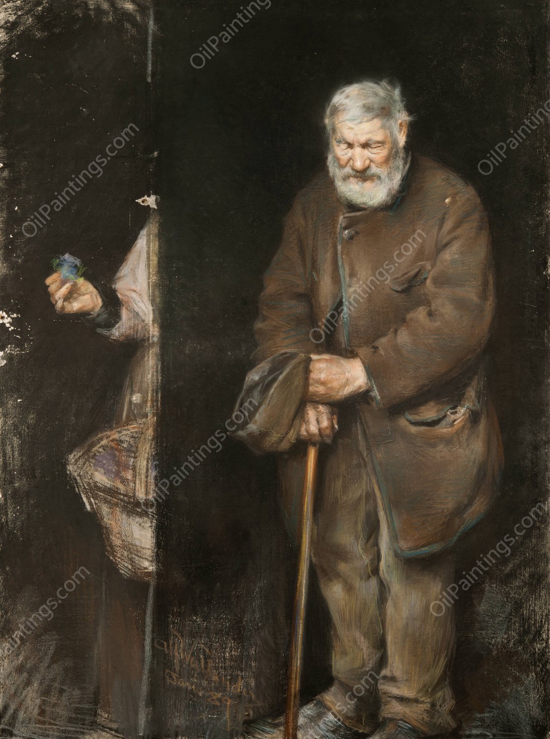 The Old Beggar  by Alf Wallander - Hand-Painted Oil Painting Reproduction