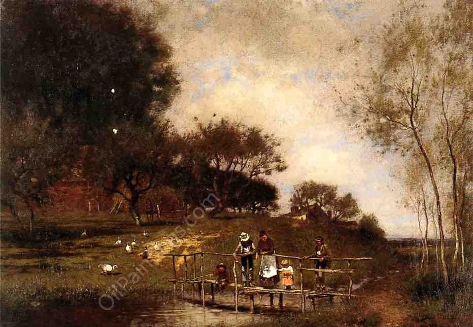 On the Bridge by Alfred Bryant Copeland - Hand-Painted Oil Painting Reproduction