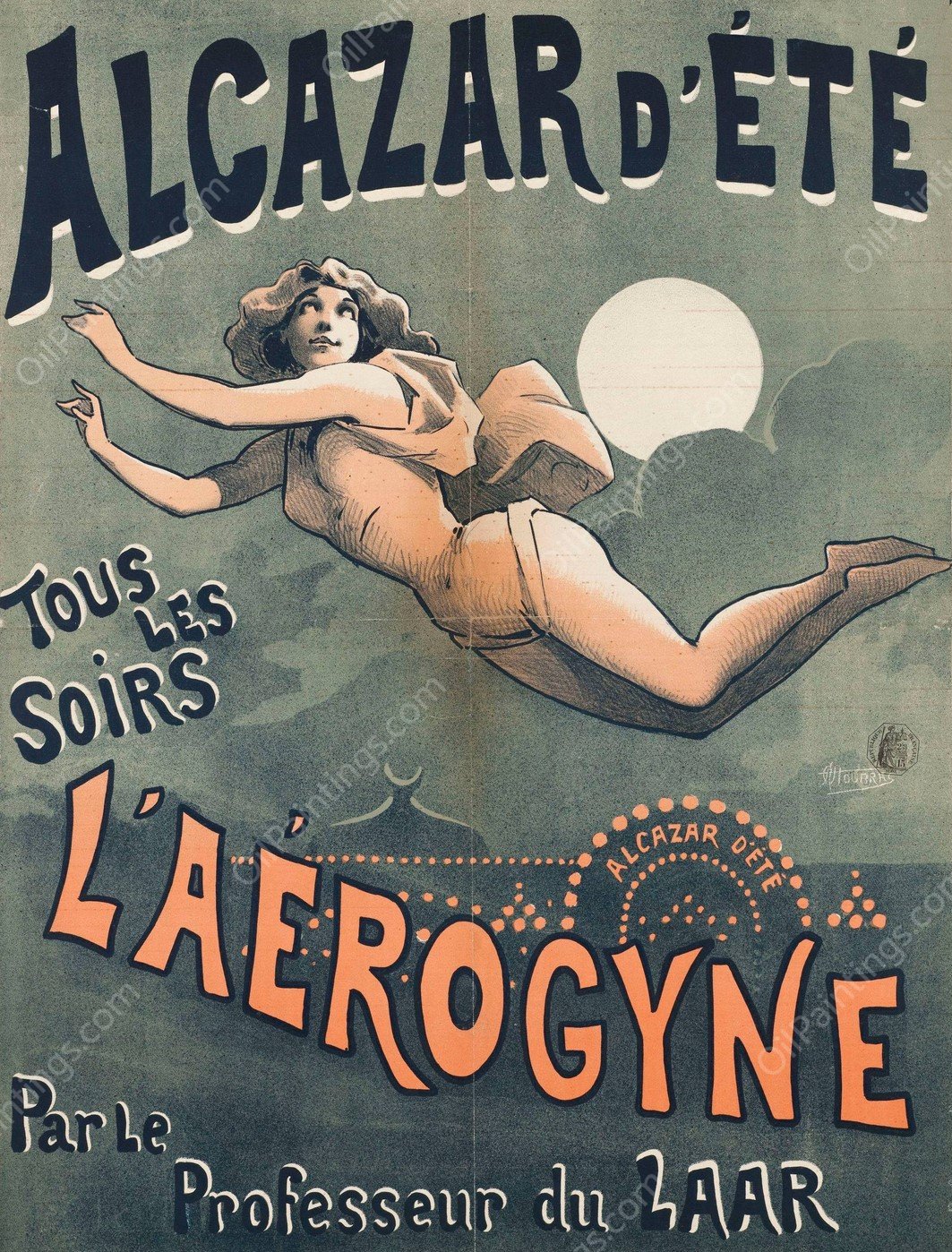 Alcazar D'ete Tous Les Soirs L'aerogyne  by Alfred Choubrac - Hand-Painted Oil Painting Reproduction