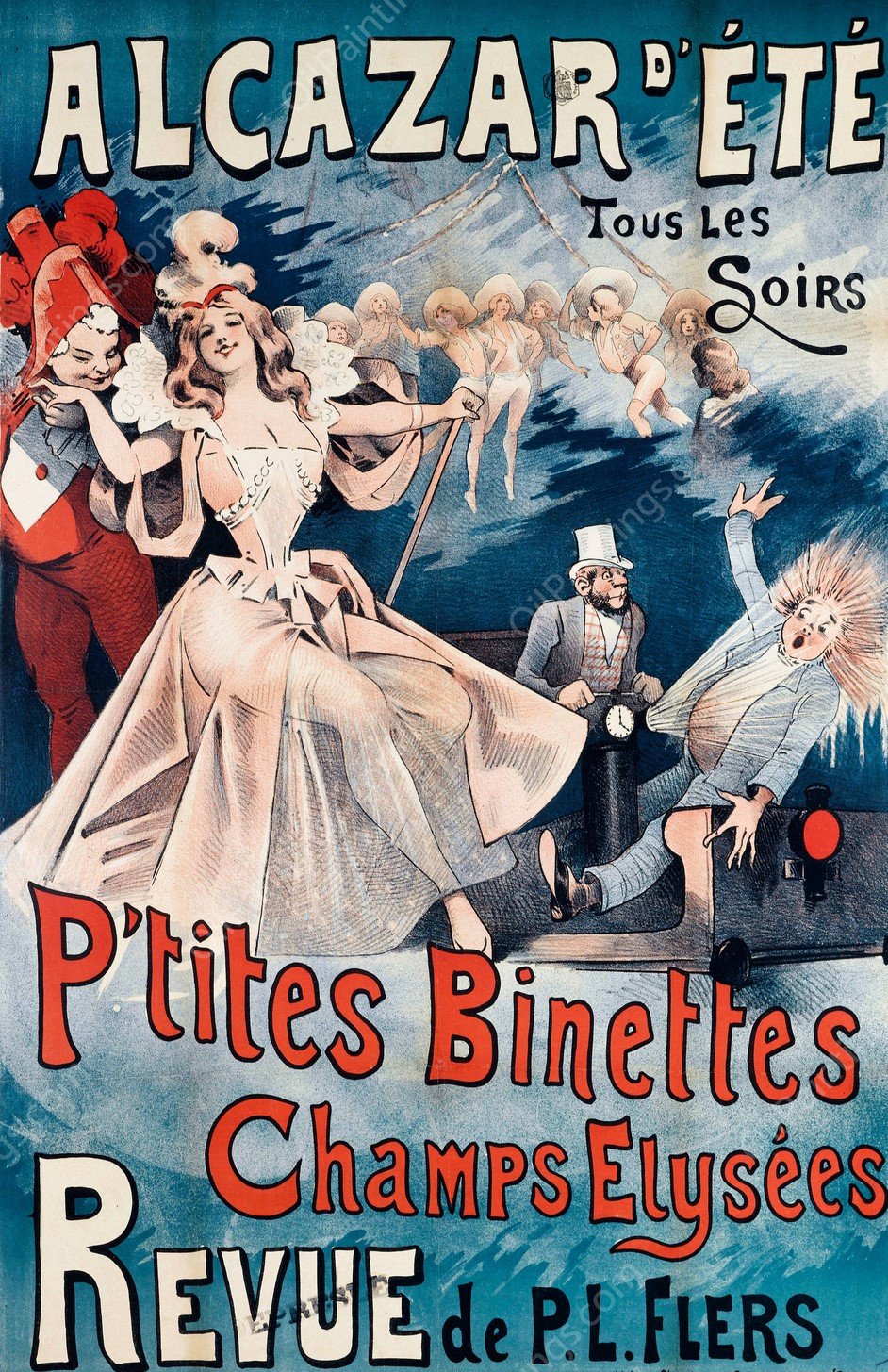 Alcazar D'ete Tous Les Soirs P'tites Binettes Champs Elysees  by Alfred Choubrac - Hand-Painted Oil Painting Reproduction