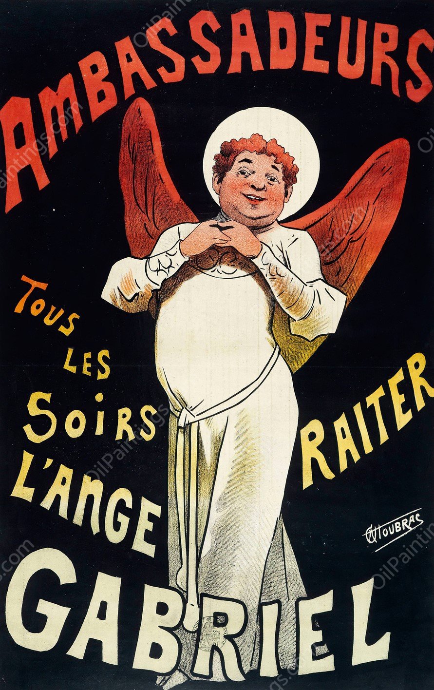 Ambassadeurs, Tous Les Soirs L'ange Gabriel Raiter  by Alfred Choubrac - Hand-Painted Oil Painting Reproduction