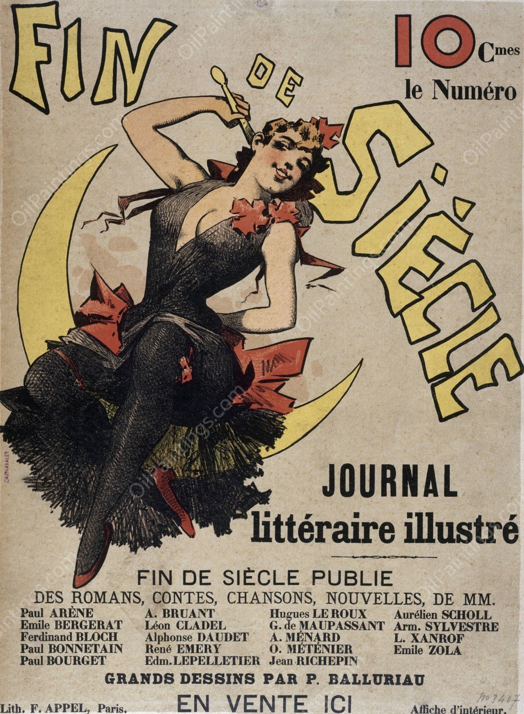 Fin De Siecle Journal Litteraire Illustre  by Alfred Choubrac - Hand-Painted Oil Painting Reproduction