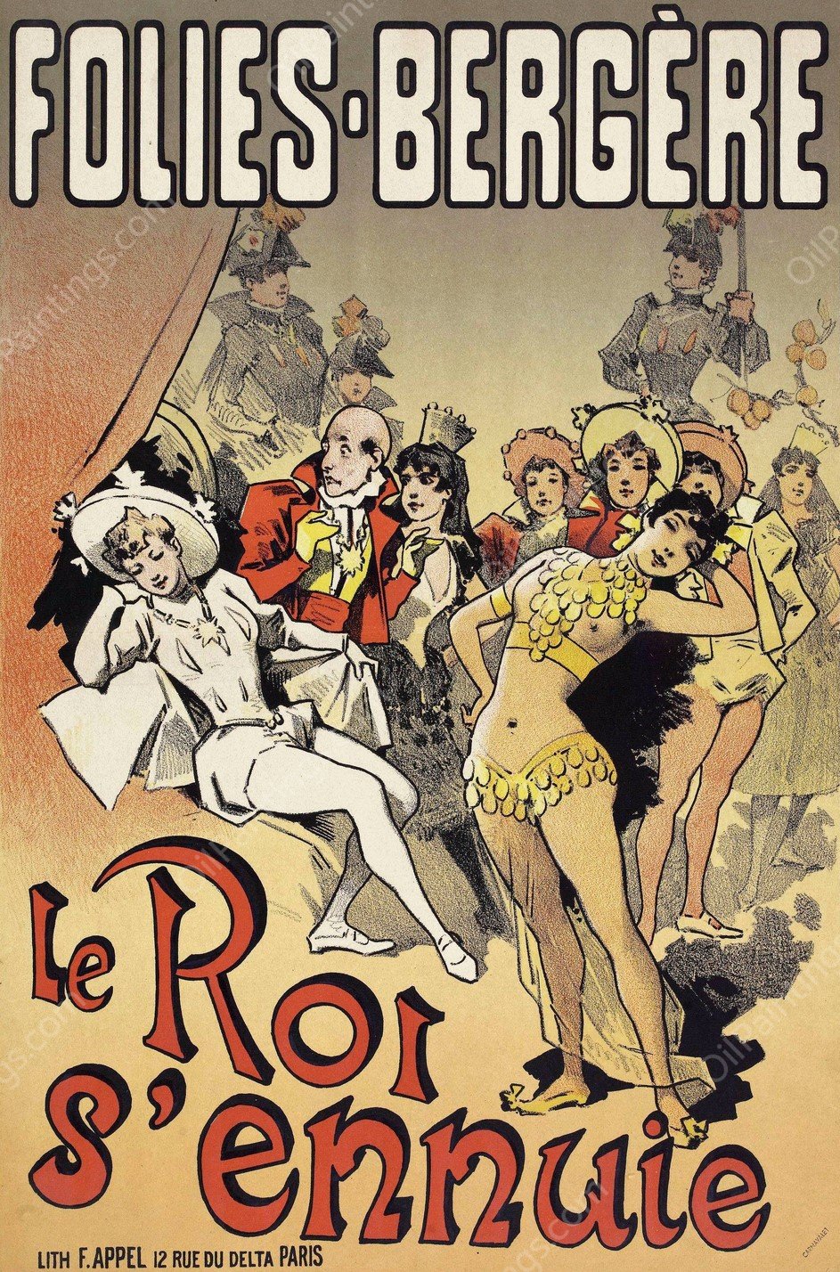 Folies-Bergere Le Roi S'ennuie  by Alfred Choubrac - Hand-Painted Oil Painting Reproduction