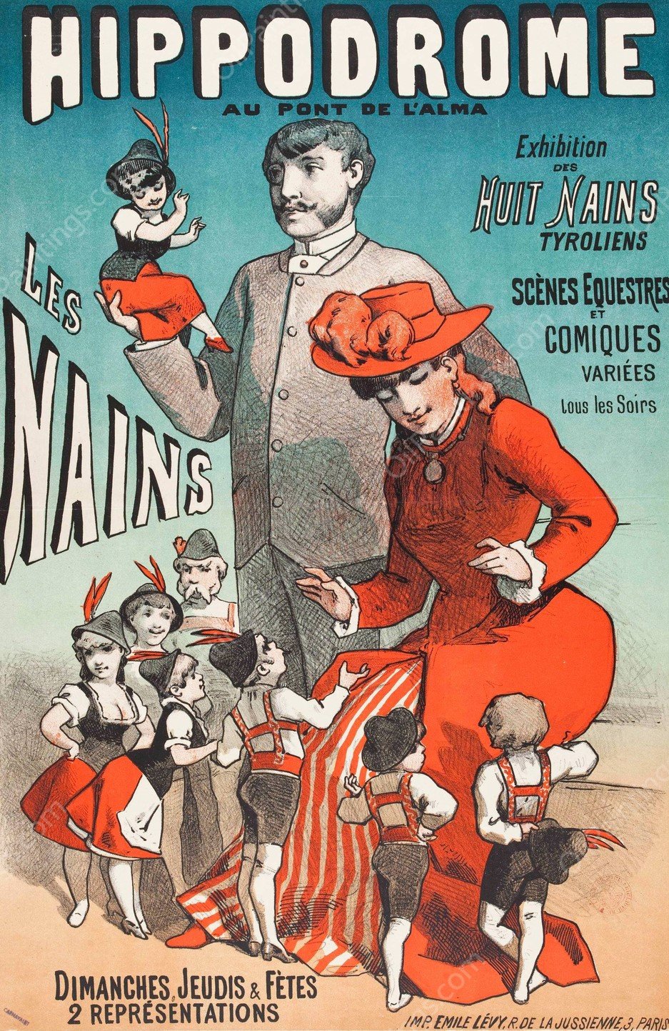 Hippodrome Au Pont De L'alma Les Nains  by Alfred Choubrac - Hand-Painted Oil Painting Reproduction