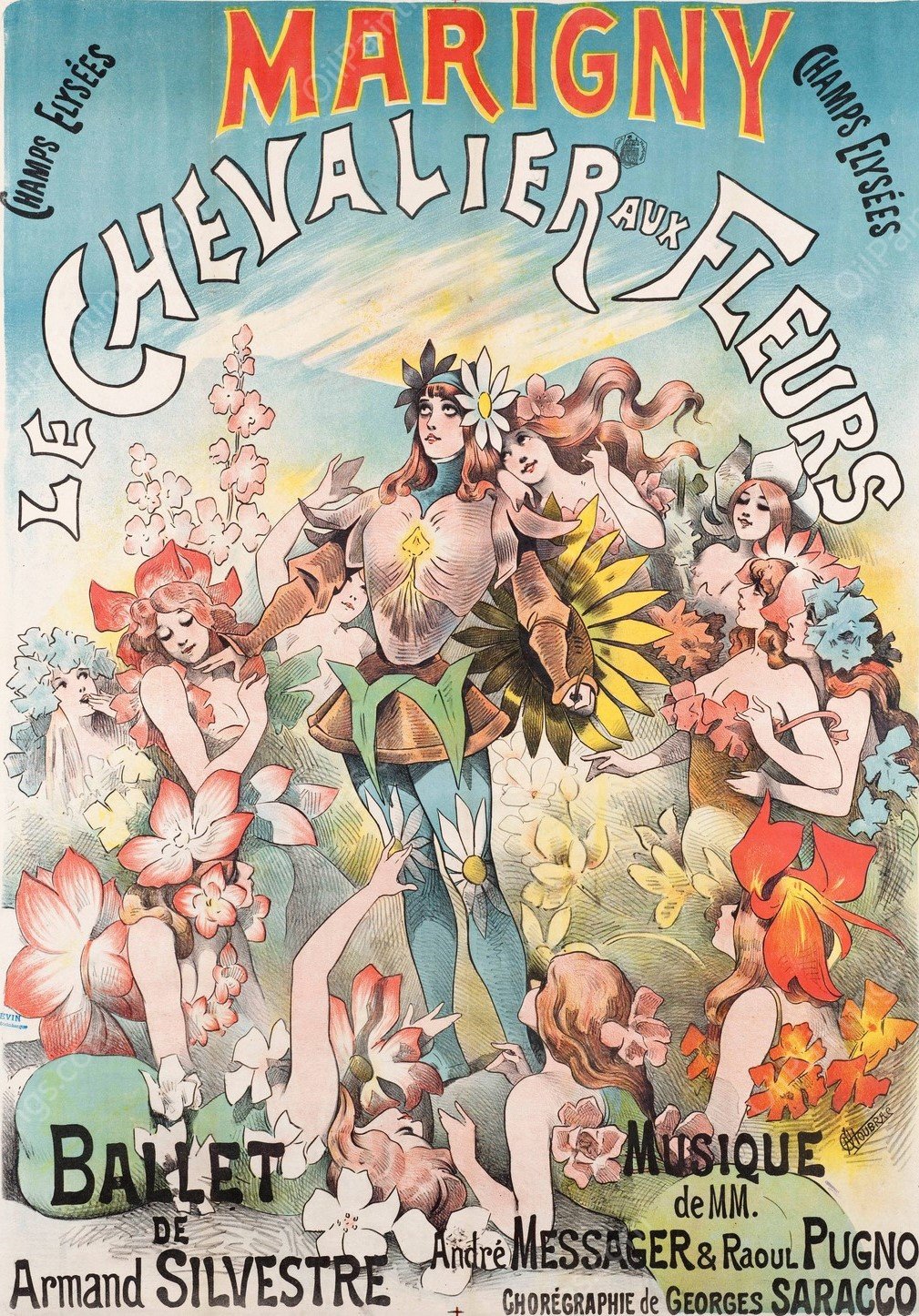 Le Chevalier Aux Fleurs  by Alfred Choubrac - Hand-Painted Oil Painting Reproduction