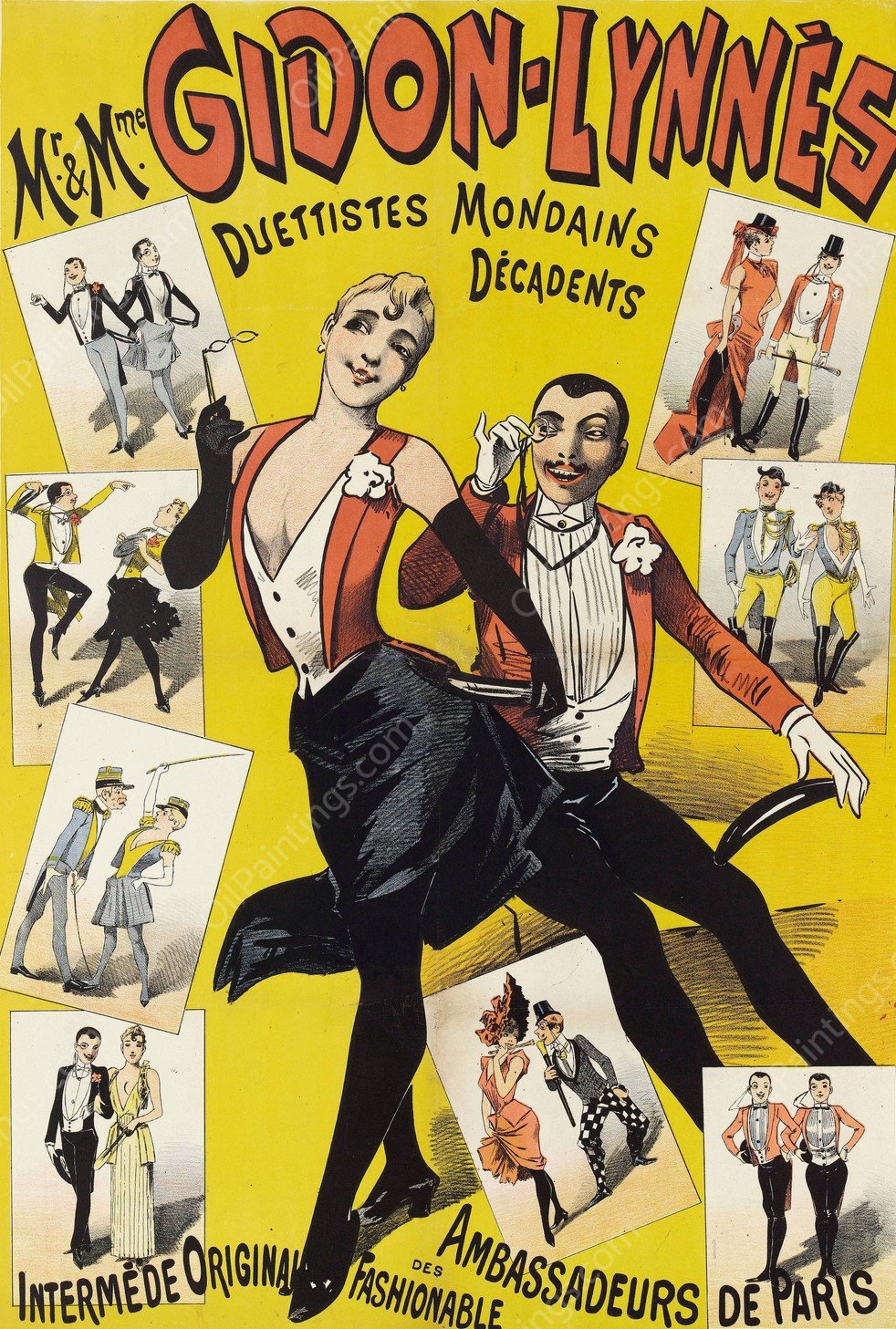 Mr. And Mme. Gidon-Lynnes Duettistes Mondains Decadents  by Alfred Choubrac - Hand-Painted Oil Painting Reproduction